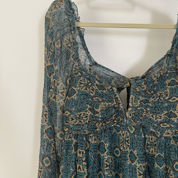 Anthropologie Blue and Brown Patterned Mini Dress - Picture 4 of 16